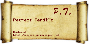 Petrecz Teréz névjegykártya